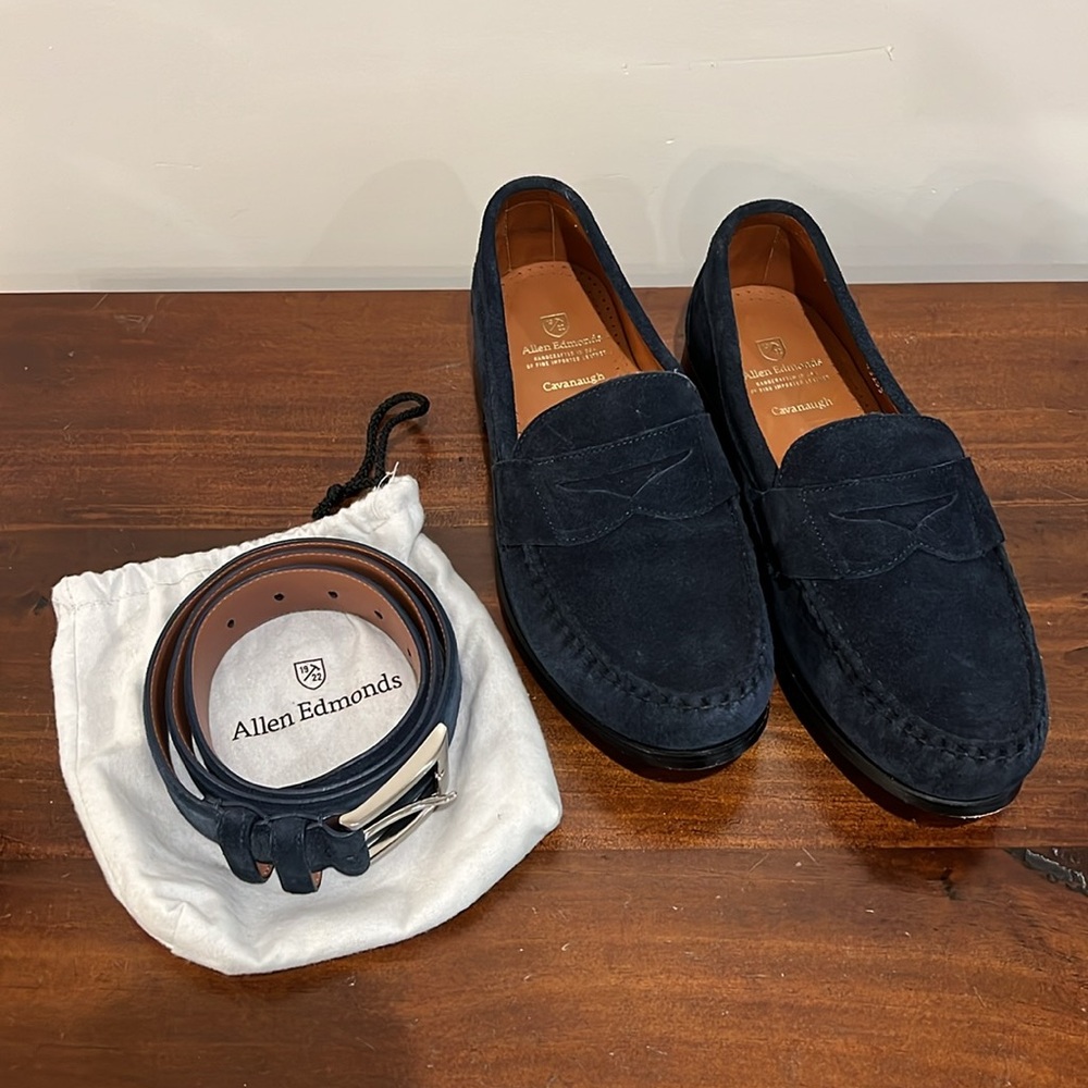 Allen Edmonds Cavanaugh Suade Loafers, sz 12, Blue